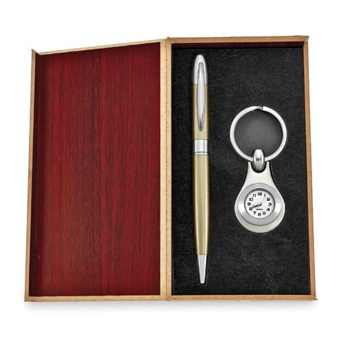 Two-Tone Watch Key Ring & Pen Gift Set