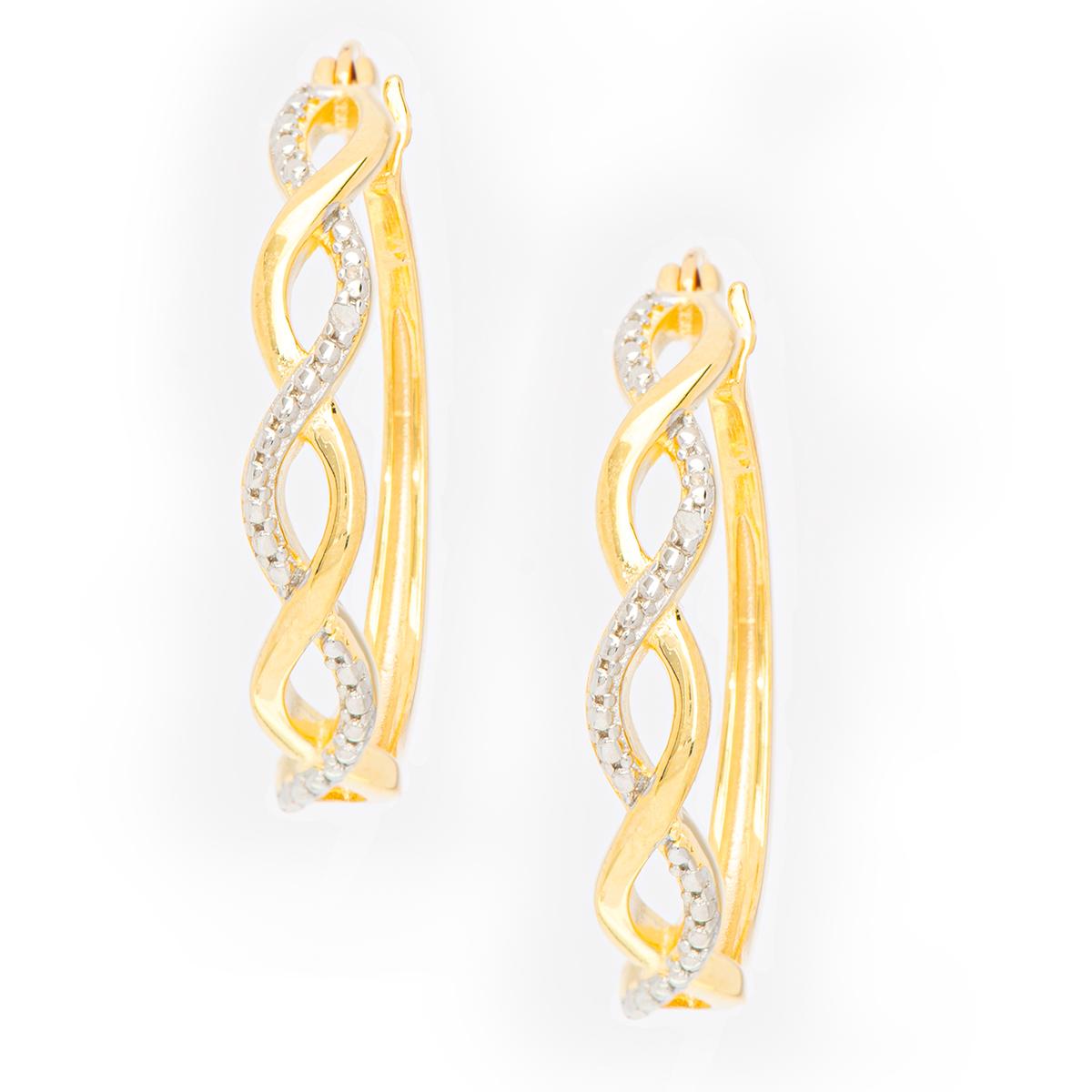 Gianni Argento Silver/Gold Diamond Accent Twist Hoop...