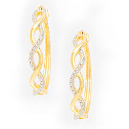 Gianni Argento Silver/Gold Diamond Accent Twist Hoop Earrings