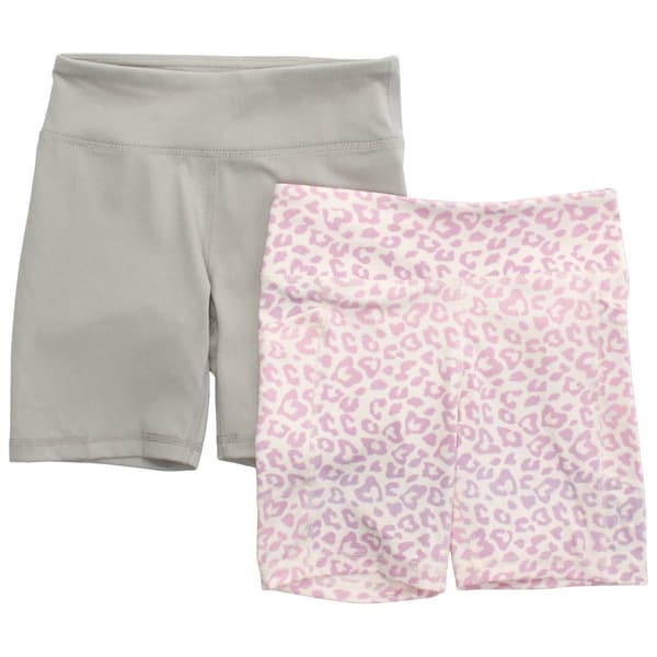 Girls (7-12) 90 Degree(R) by Reflex 2pk. Ombre/Leopard Bike Shorts