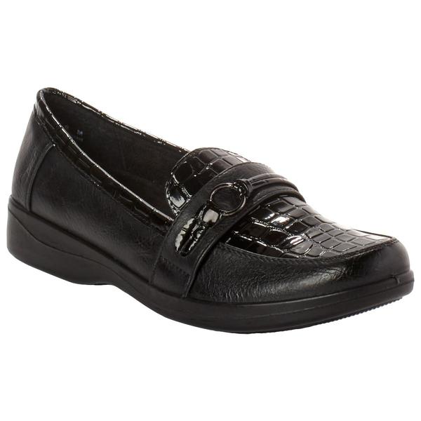 Womens Easy Street Harlow Black Patent Crocodile loafers