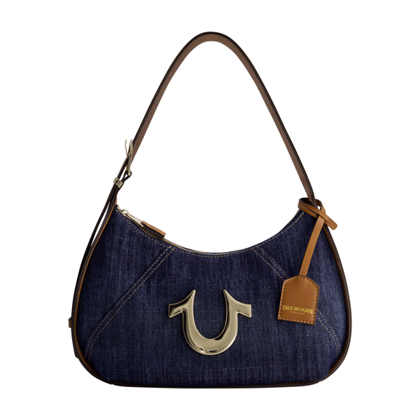 True Religion Metal Horseshoe Denim Hobo Bag - image 