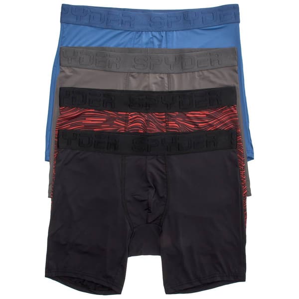 Mens Spyder 4pk. Liquid Cool No Fly Boxer Briefs - Maroon/Black - image 