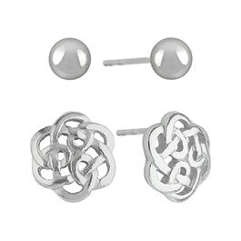 Sterling Silver Duo Stud Earrings Set