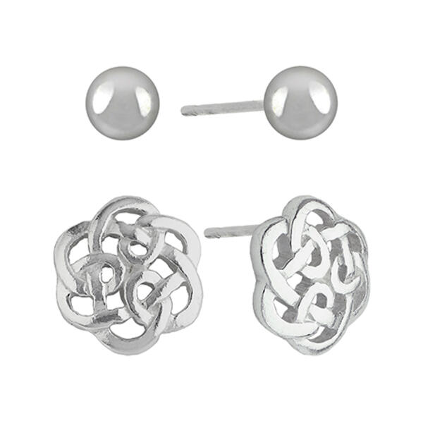Sterling Silver Duo Stud Earrings Set - image 