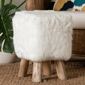 bali & pari Scotlyn Faux Fur Footstool with Teak Wood Legs - image 5
