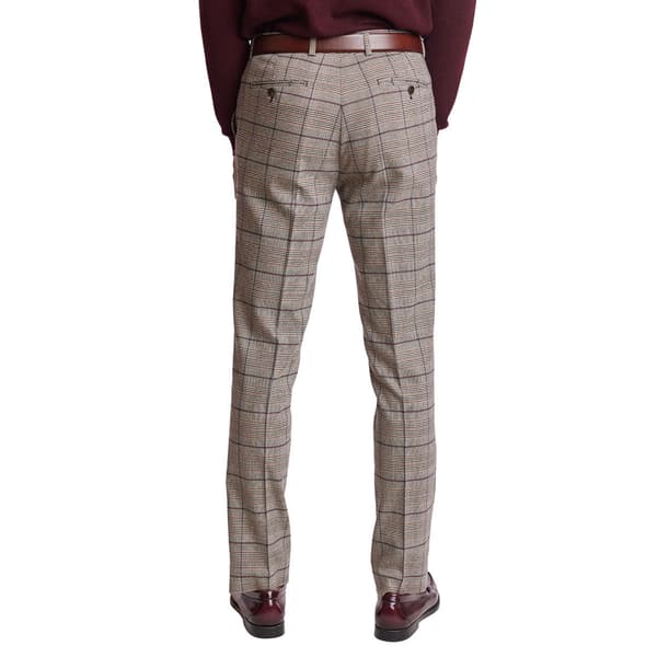 Mens Paisley & Gray® Plaid Dress Pants - Tan/Burgundy