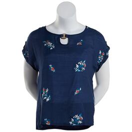 Womens Cure Short Sleeve Keyhole Neck Top - Navy/Teal