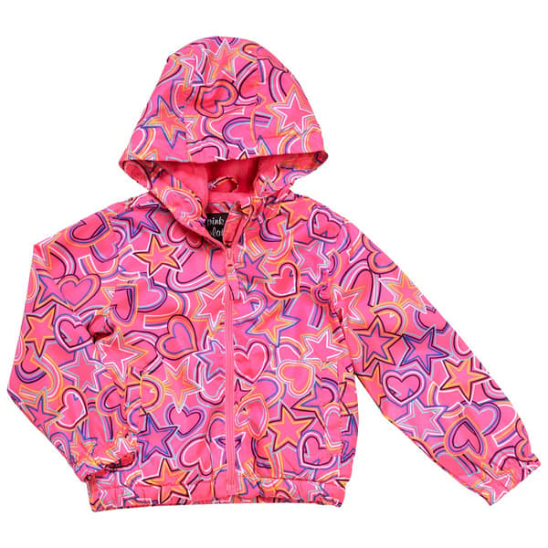 Girls (4-6x) Pink Platinum(R) Floral Print Windbreaker - image 