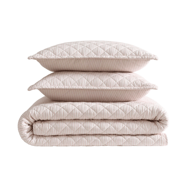 Laura Ashley Tessas Ticking Stripe Reversible Qulit Set