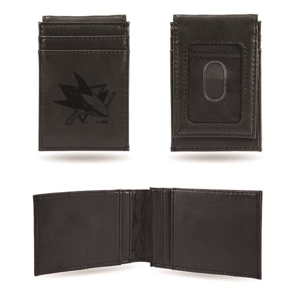 Mens NHL San Jose Sharks Faux Leather Front Pocket Wallet - image 