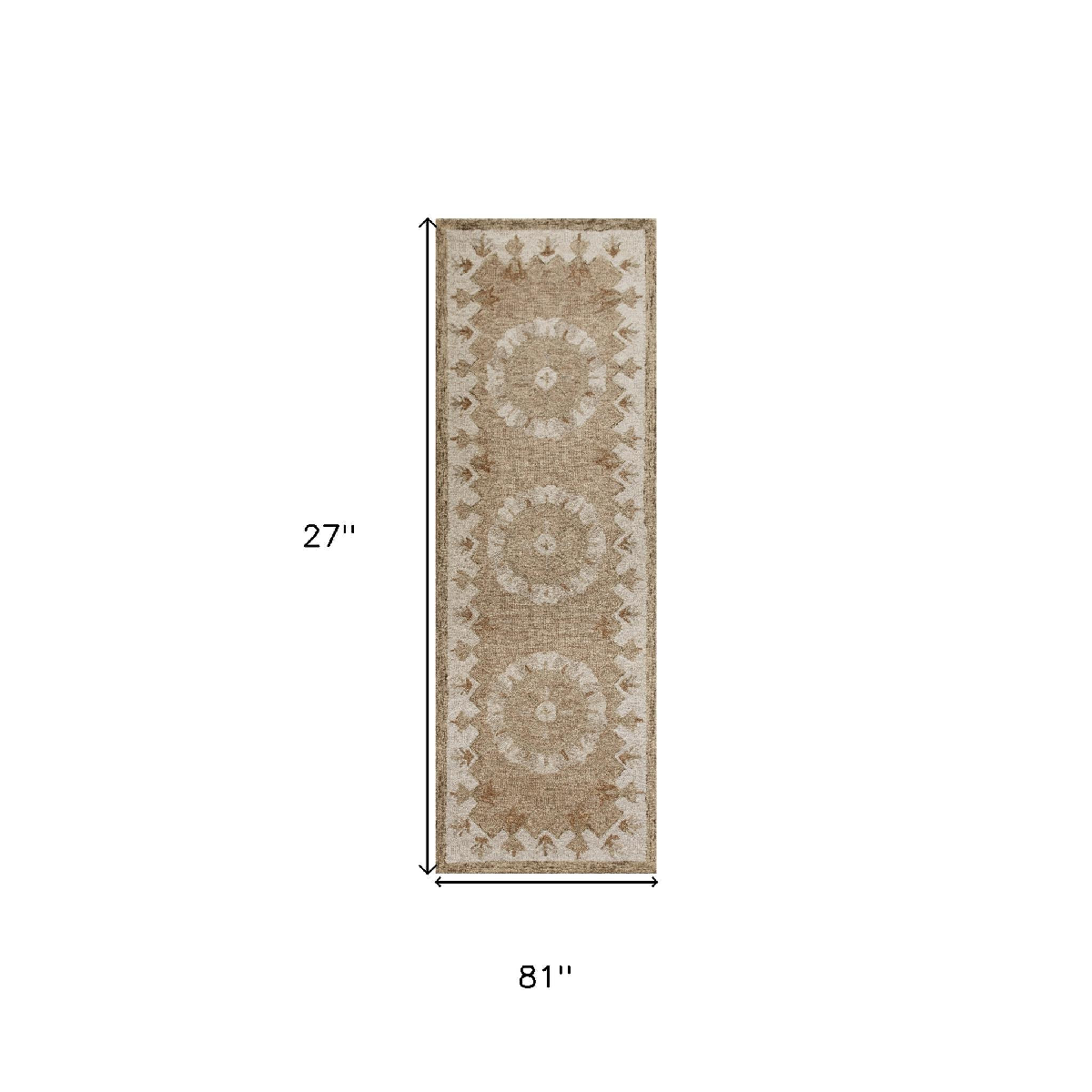 HomeRoots Tan Retro Modern Medallion Runner