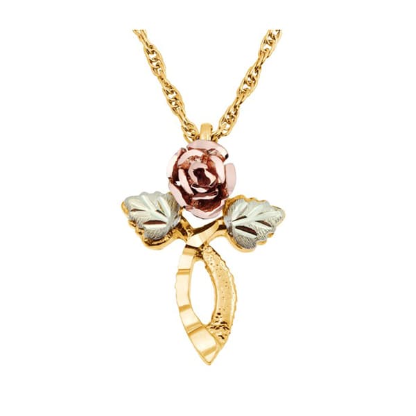 Black Hills Gold 10tkt. Rose Pendant Necklace - image 