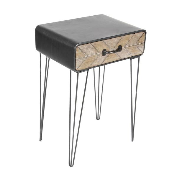 9th & Pike(R) Black Metal and Wood Modern Accent Table