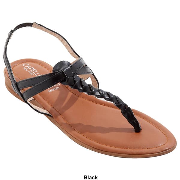 Womens Capelli New York Faux Leather Braided Thong Sandals