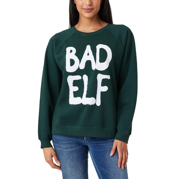 Juniors Wallflower Bad Elf Oversized Holiday Sweatshirt - image 