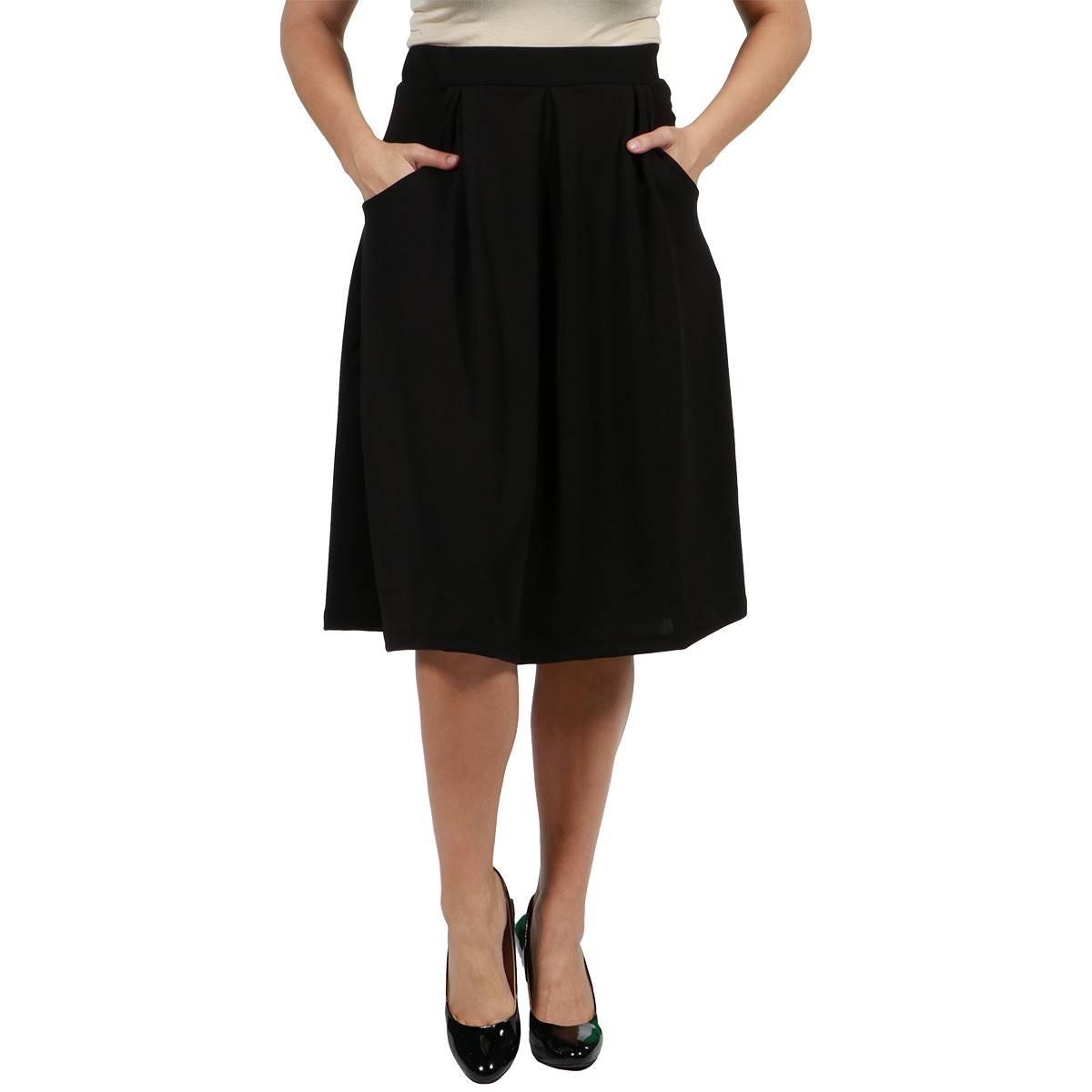 Plus Size 24/7 Comfort Apparel Solid Classic Skirt With Pockets