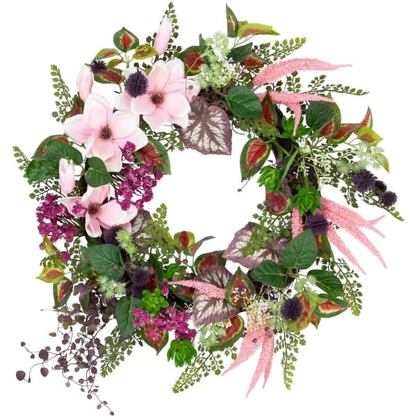 Northlight Seasonal Artificial Succulent & Fern Spring Wreath - image 