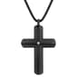 Mens Lynx Black Ion-Plating & 1/8ctw. Diamond Cross Pendant - image 1