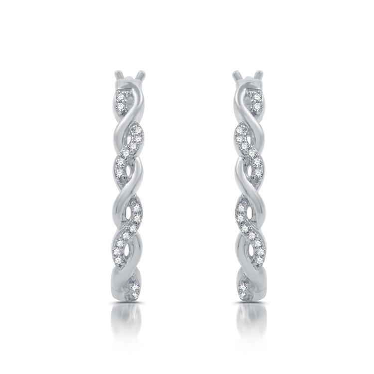 Nova Star(R) Sterling Silver 1/10ctw Lab Grown Twist Hoop Earrings