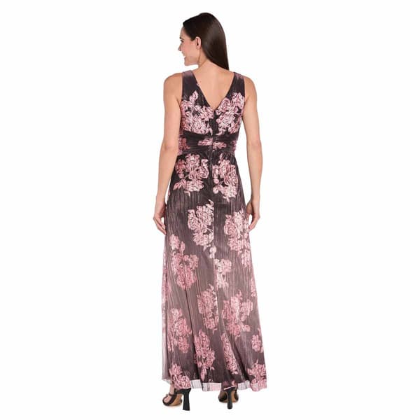 Womens R&M Richards Sleeveless Ombre Floral Crinkle Evening Gown