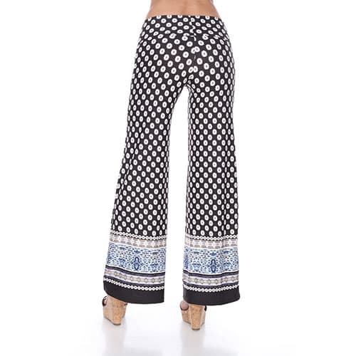 Womens White Mark Border Print Palazzo Pants
