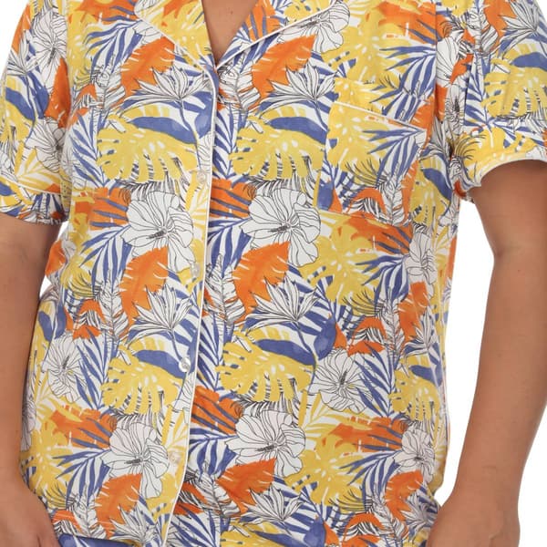 Plus Size White Mark Tropical Flower Pajama Set