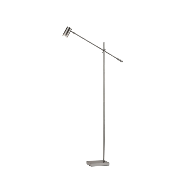 HomeRoots 63 Silver LED Task Floor Lamp With Silver Metal Drum - image 