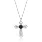 Gemminded Sterling Silver 5mm Cross Onyx & White Topaz Pendant - image 1