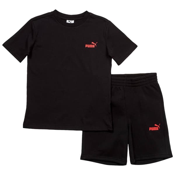 Boys (8-20) Puma(R) Tee & Knit Short Set - Black - image 
