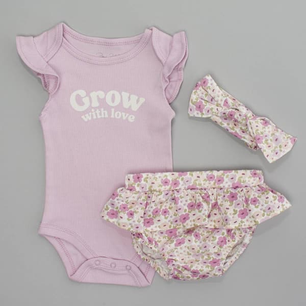 Baby Girl (NB-9M) Rene Rofe(R) Grow Bodysuit & Floral Bloomers Set - image 