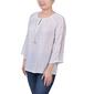 Petite NY Collection 3/4 Sleeve Solid Tuwa Peasant Top - White - image 3