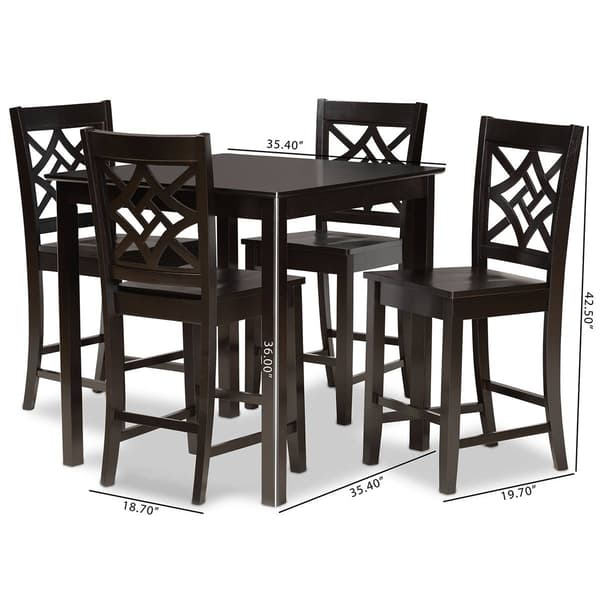 Baxton Studio Nicolette Dark Brown Finished Wood 5pc. Pub Set