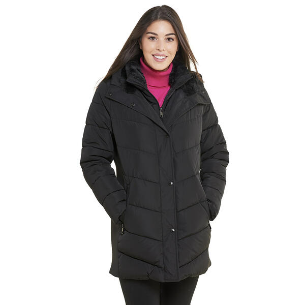 Womens Calvin Klein 3/4 Puffer Jacket w/Bib & Stretch Sides - image 