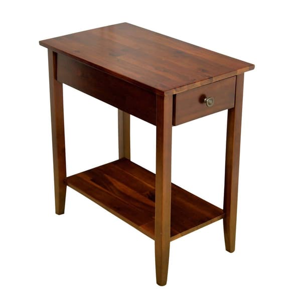 Casual Contemporary Living 2-Tier Acacia End Table with Drawer - image 