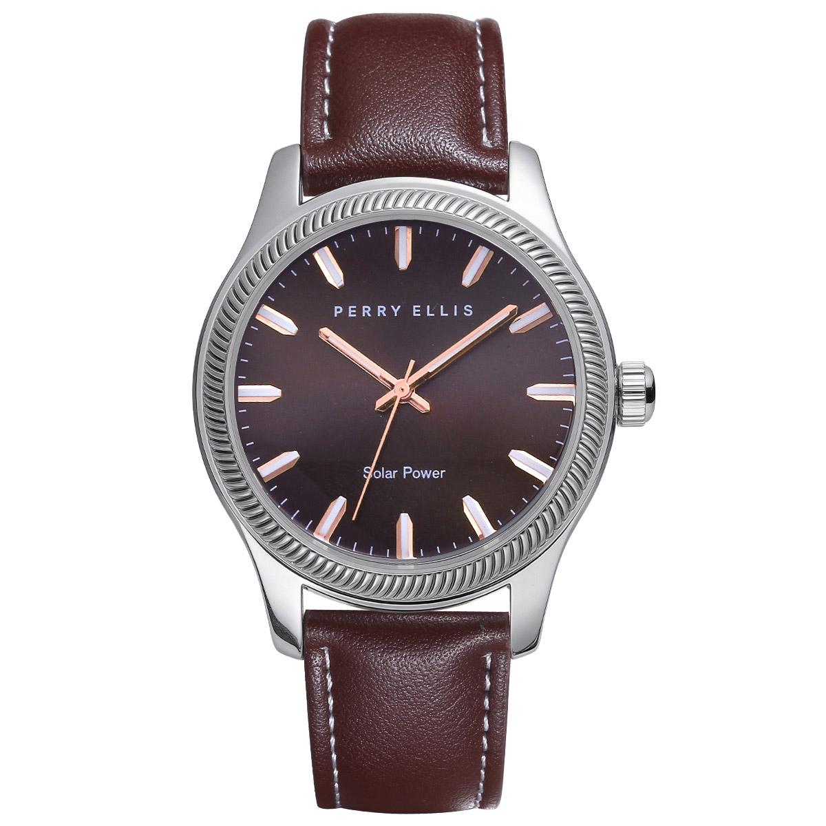 Mens Perry Ellis Silver-Tone Solar Strap Watch - PES0015SL.UK
