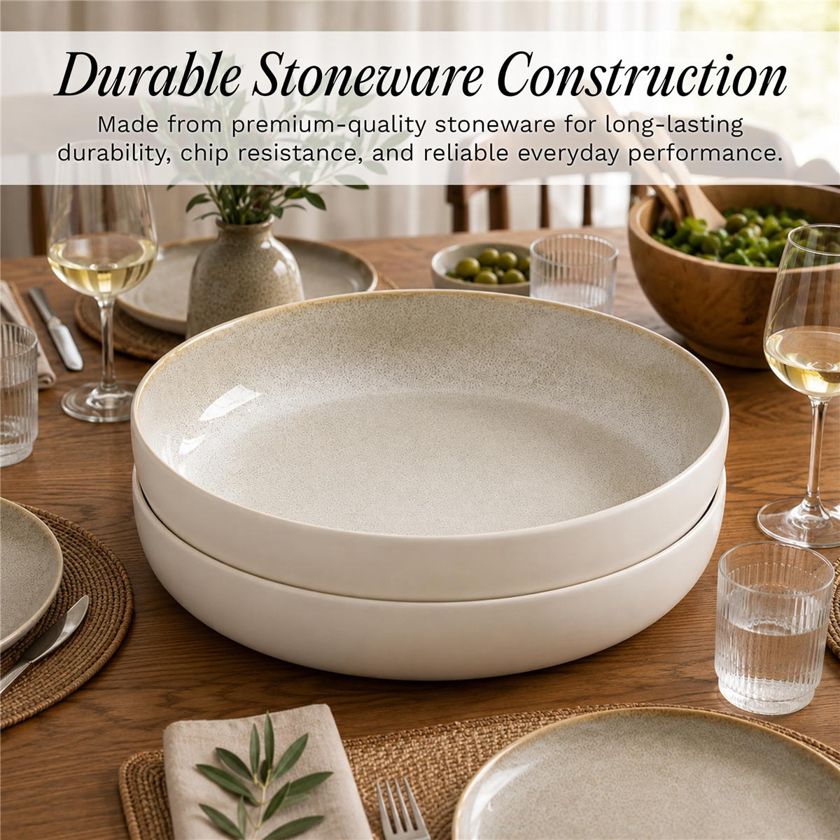 Sango Anderson Cream 10in. Large Ceramic Serving Bowl - Set of 2