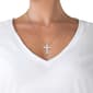 Splendere Sterling Silver Cubic Zirconia Baguette Cross Necklace - image 3