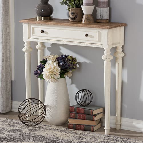 Baxton Studio Marquetterie Wood Two-Tone Console Table