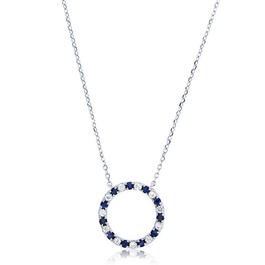 Gemstone Classics&#40;tm&#41; Blue & White Circle Sapphire Necklace