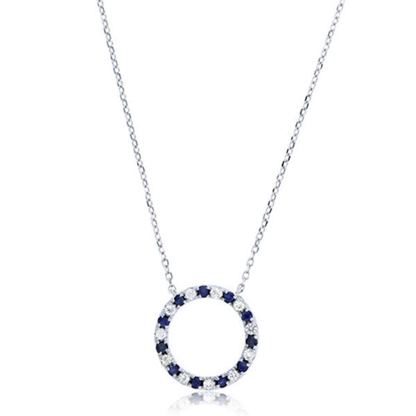 Gemstone Classics&#40;tm&#41; Blue & White Circle Sapphire Necklace - image 