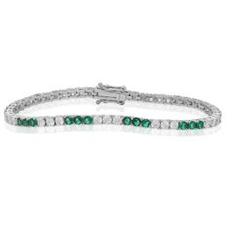 Gianni Argento Silver Plated Lab Grown Emerald Tennis Bracelet