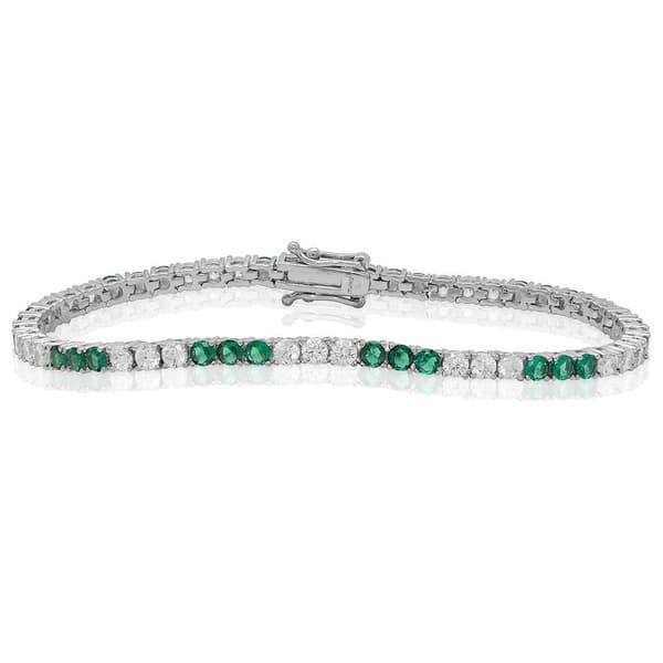 Gianni Argento Silver Plated Lab Grown Emerald Tennis Bracelet - image 