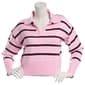 Juniors No Comment Polo Collar Stripe Pull Over Sweater - image 1