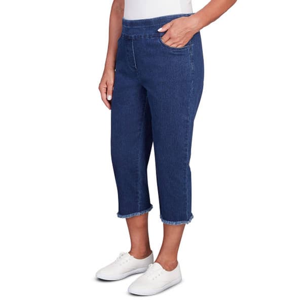 Womens Alfred Dunner Classics_S5 Denim Fringe Capri Pants