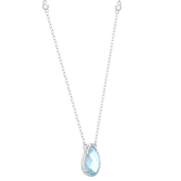 Gemminded Pear Shape Aquamarine & White Topaz Necklace