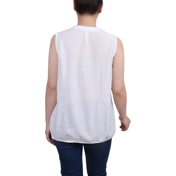 Womens NY Collection Sleeveless Eyelet Tie Front Pleat Blouse