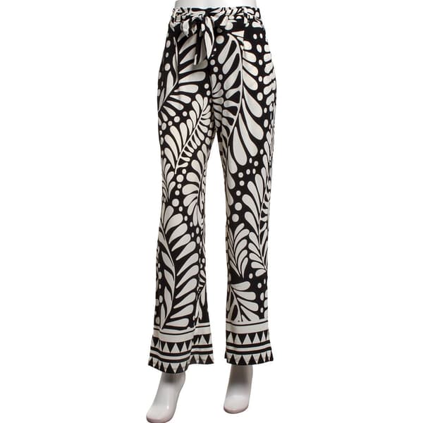 Womens Harlow & Rose Tie Waist Leaf Dot Wide Leg Pants