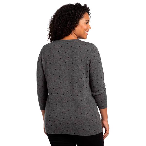 Plus Size Emily Daniels 3/4 Sleeve Dot Rhinestone Sweater