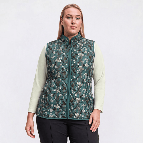 Plus Size Hasting & Smith Floral Leaf Quilted Vest - image 
